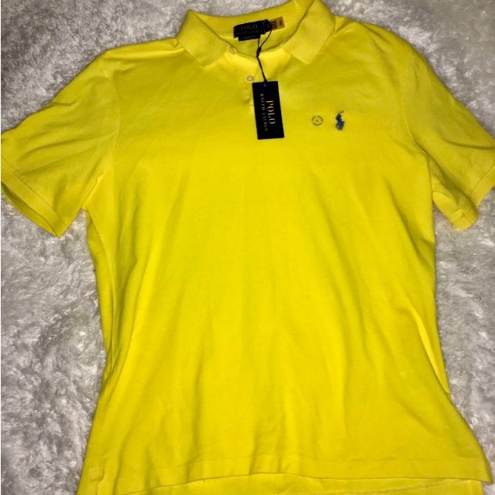 Ralph Lauren Polo Canary Yellow Polo Shirt sz Large Short Sleeves Mens